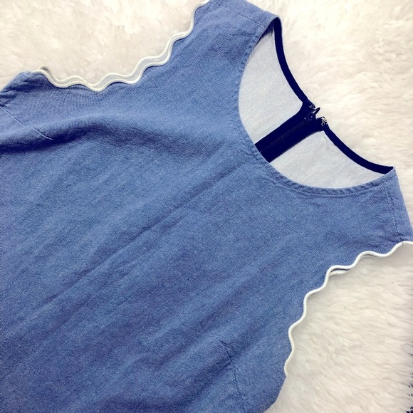 J. Crew Chambray Scallop Cute Top - Picture 4 of 5